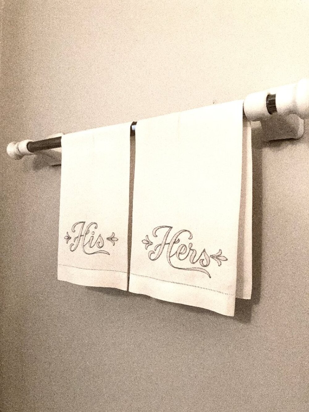 Set of “His” and “Hers” Vintage Linen Hand Towels